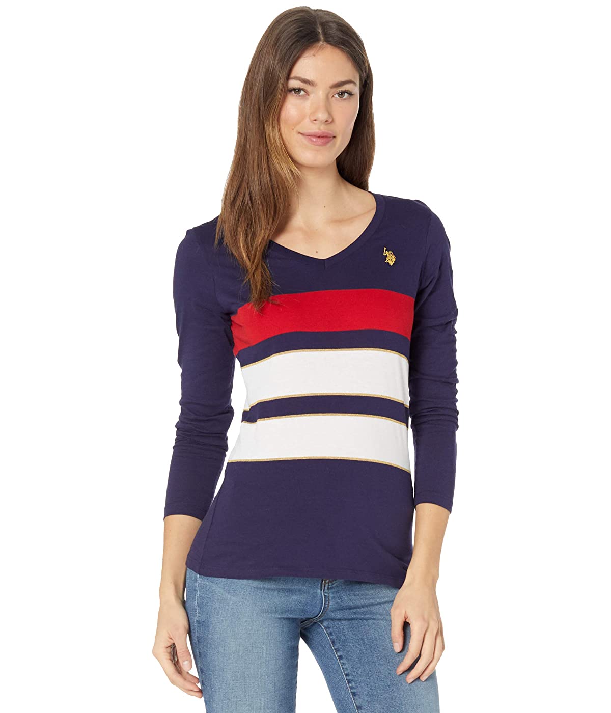 

Лонгслив U.S. POLO Long Sleeve Neck Combo Stripe Tee Evening Blue,  (48, Лонгслив U.S. POLO Long Sleeve Neck Combo Stripe Tee Evening Blue, L (48)