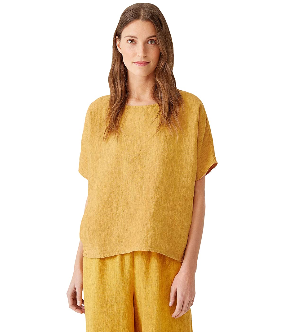 

Футболка Eileen Fisher Petite Round Neck Boxy Top in Washed Organic Linen Delave Marigold,  (46, Футболка Eileen Fisher Petite Round Neck Boxy Top in Washed Organic Linen Delave Marigold, M (46)