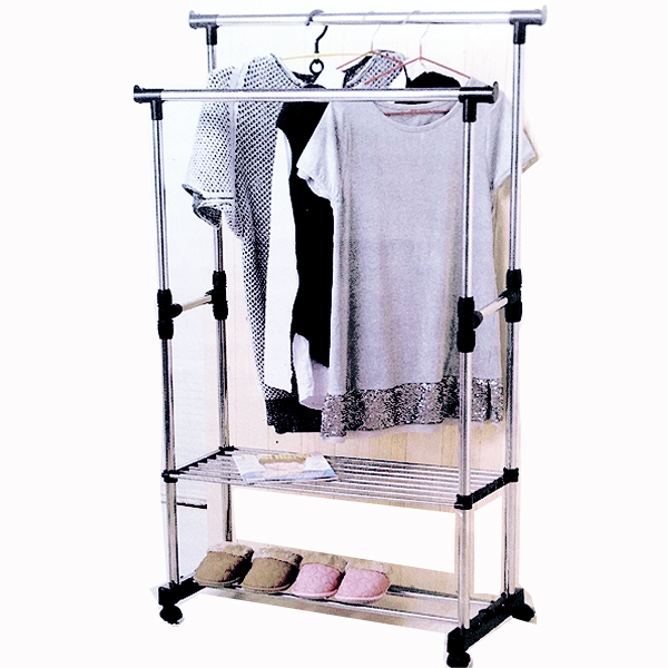 

Телескопическая стойка-вешалка для одежды с двумя полками для обуви Casual Hanger TRQ