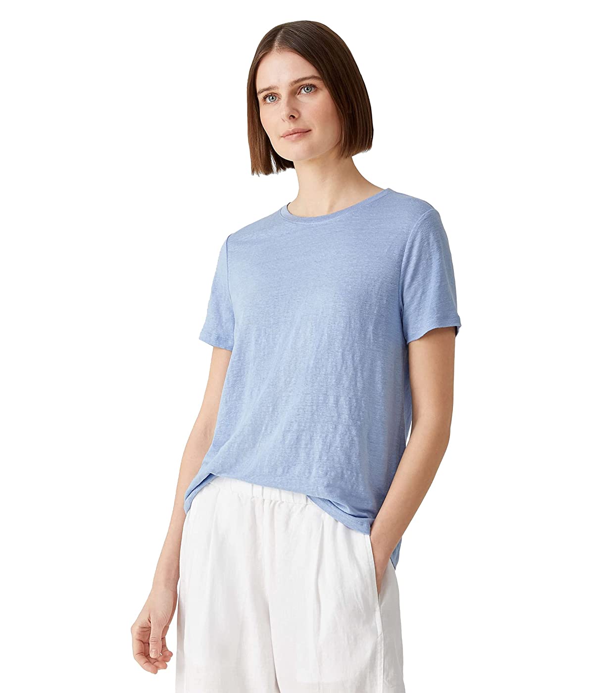 

Футболка Eileen Fisher Petite Round Neck Tee in Organic Linen Jersey Light Coast, S (44)