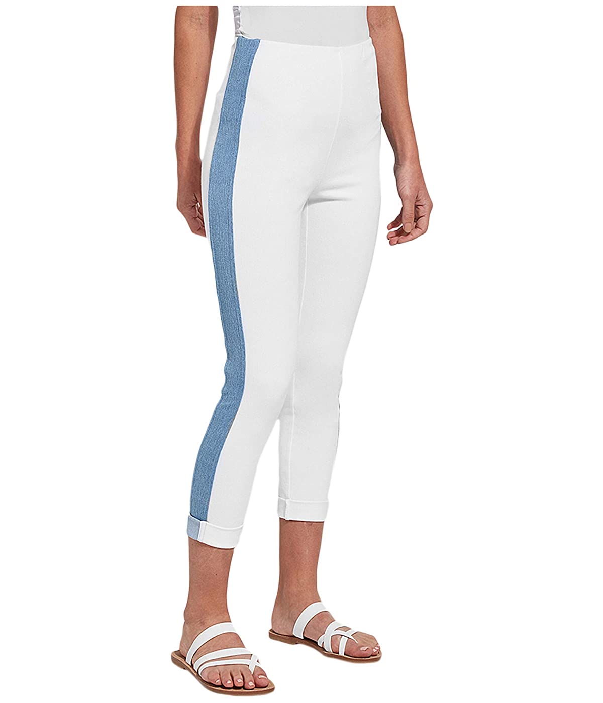 

Леггинсы Lysse Venice Cuff Crop with Side Stripe in Knit Denim White, XL (50)