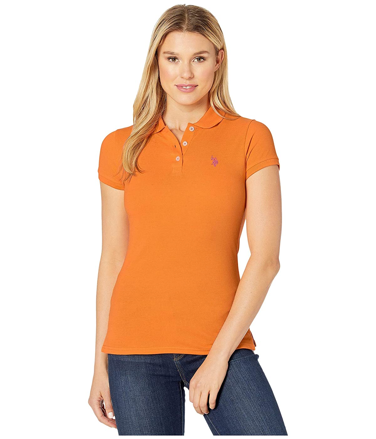 

Поло U.S. POLO Solid Pique Polo Shirt Orange Peel, M (46)