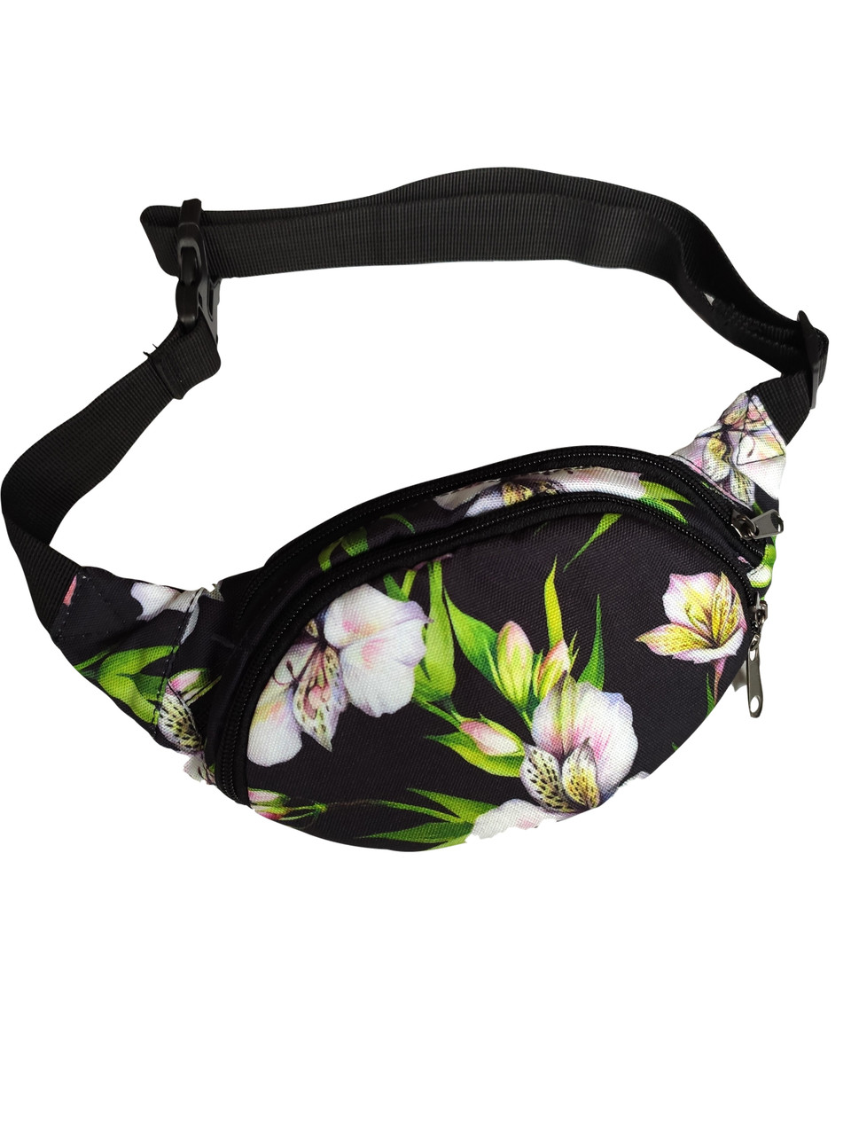

Поясная сумка (бананка) Tiger детская Белые цветы с зелеными листьями (100-4)