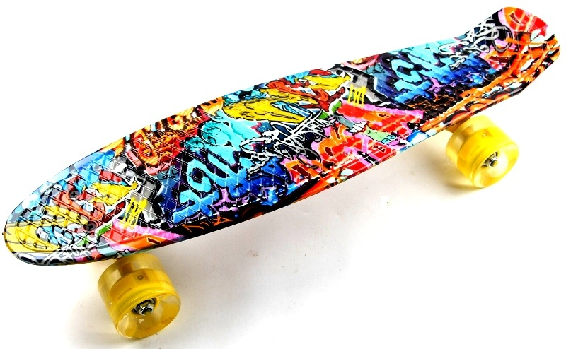 

Пенни борд (Penny Board) 22" со светящимися колесами, "Cool Draft 2" Graffiti