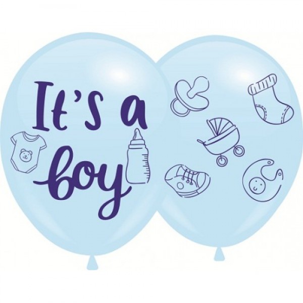 

Воздушные шары IT`S A BOY 4 стороны c рисунком 12"/30 см голубой DREAM BALLOONS (Таиланд) 100 шт