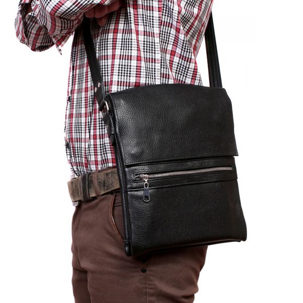 

Мужская сумка из натуральной кожи черная Alvibag av-99black