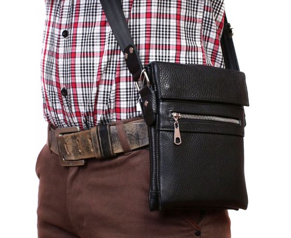

Мужская кожаная сумка через плечо Alvibag AV-59-1 черная