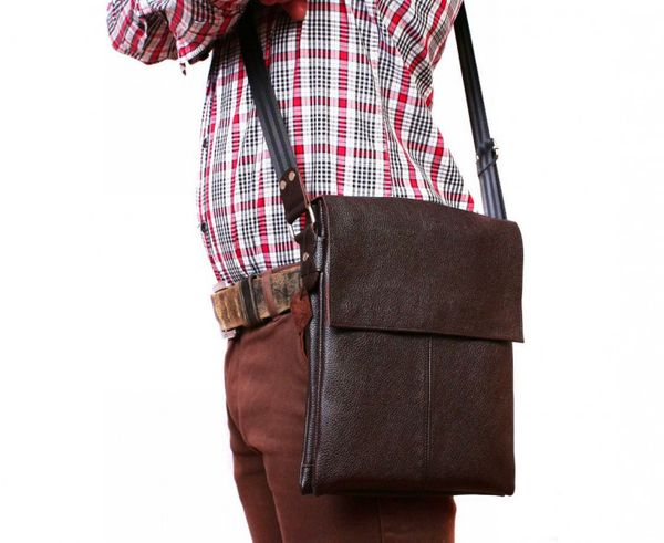 

Мужская кожаная сумка-планшетка коричневая ALVIbag av-101brown