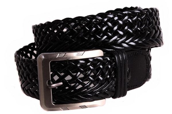 

Мужской плетеный ремень кожаный D-Belts S0104 черный (100-105 см х 3.5 см)