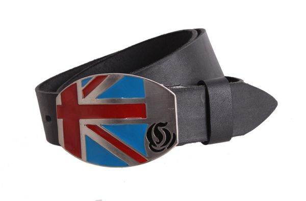 

Кожаный ремень с бляхой Британский флаг D-Belts S0842 черный (125-130 см х 4 см)