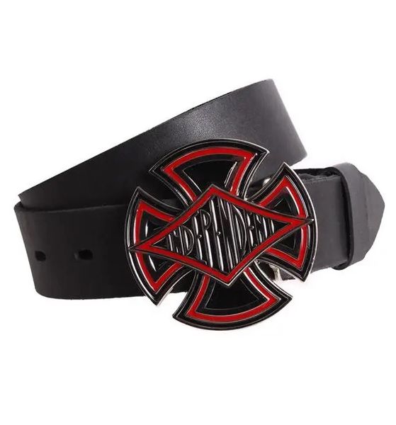 

Ремень кожаный для мужчин с крестообразной бляхой D-Belts S0203 черный (130 см х 4 см)