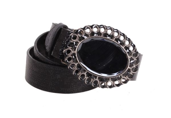 

Женский ремень с бляхой из эко-кожи D-Belts S0796 черный (110-115 см х 4 см)