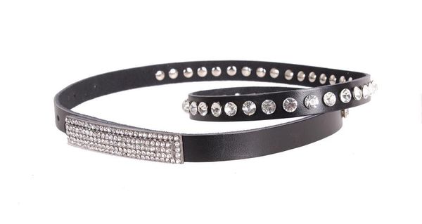 

Женский ремень из кожи со стразами D-Belts S0688 черный (100-105 см х 2 см)