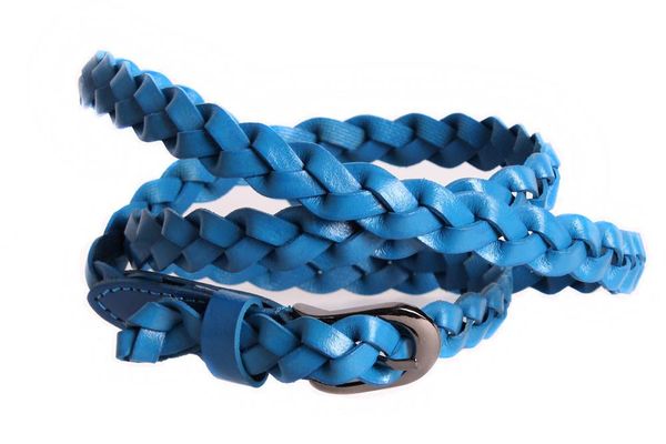 

Женский узкий ремень D-Belts S0441 голубой (105 см х 1.5 см)