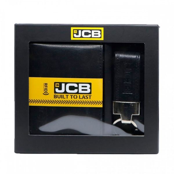 

Мужской кожаный кошелек и брелок JCB GS01 Black (Черный)