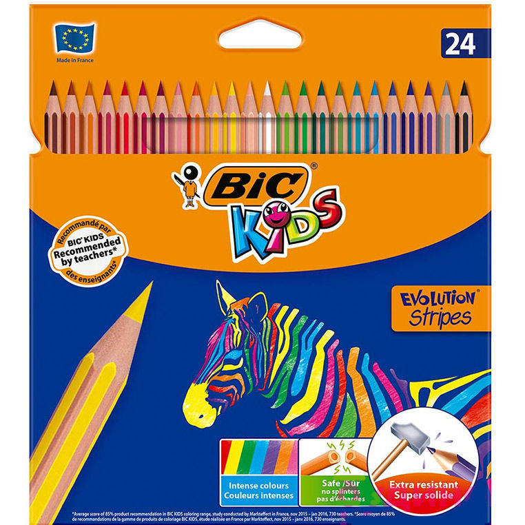 

Карандаши цветные BIC Kids Evolution Stripes 24 цвета 950525