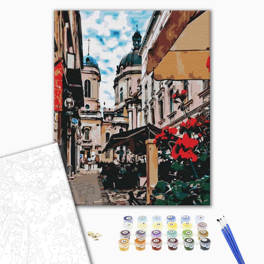 

Львовская улочка. Раскраска по номерам. Brushme 40x50