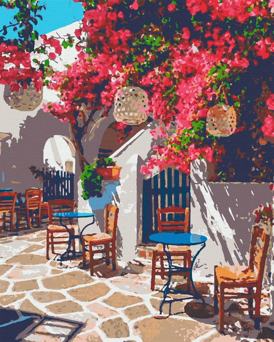 

Кафе в цветах. Riviera Blanca 40x50