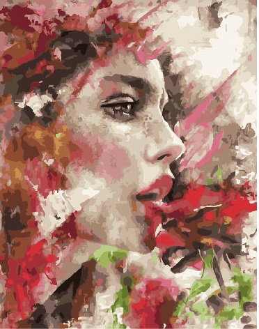 

Девушка в красочных цветах. Картина по номерам на холсте. Brushme 40x50