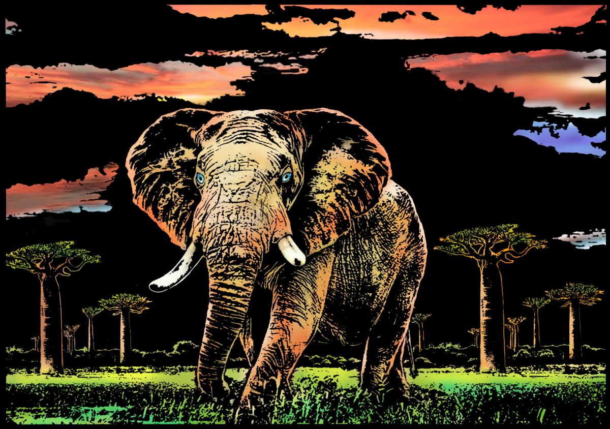 

Скретч картина "Elephant" (Слон). Yuelu 41x29