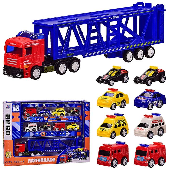 

Игровой набор Pul Back Toys Инерционный трейлер Автовоз Motorcade 278-42