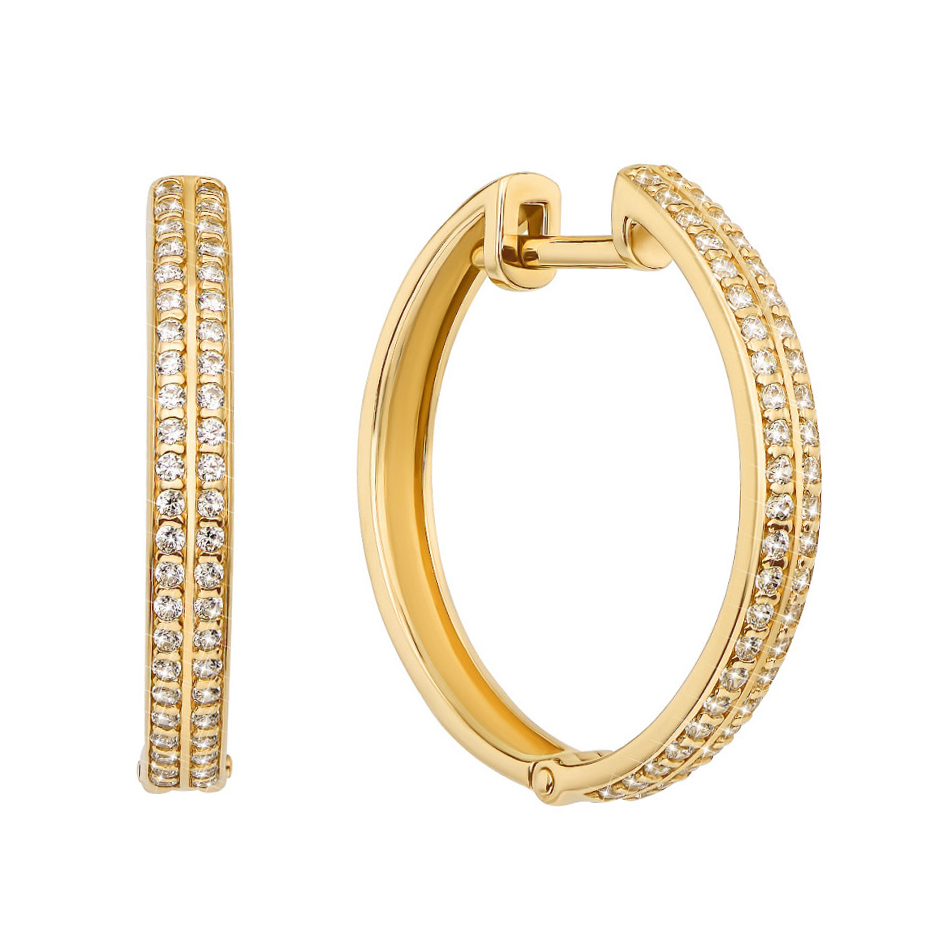 

Серьги-конго из желтого золота с фианитами, d 22mm 000129336