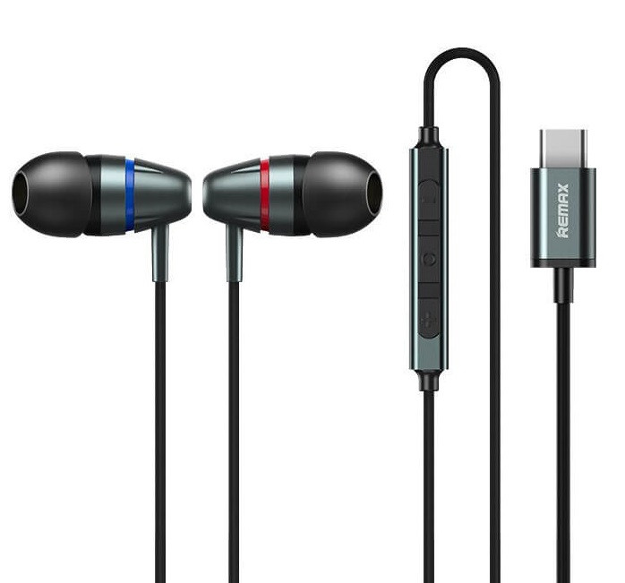 

Наушники Type-C проводные вакуумные с микрофоном гарнитура REMAX Metal Wired Earphone RM-660a Черный