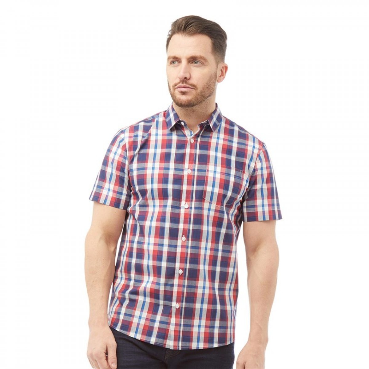 

Рубашка Kangaroo Poo Cotton Yarn Dyed Checked Short Sleeve Shirt Red/Navy Multi Check, L (48)