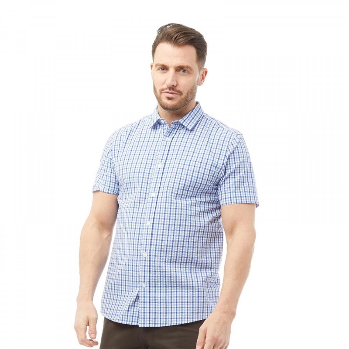 

Рубашка Kangaroo Poo Seersucker Yarn Dyed Checked Short Sleeve Shirt Blue Blue Check,  (46, Рубашка Kangaroo Poo Seersucker Yarn Dyed Checked Short Sleeve Shirt Blue Blue Check, M (46)