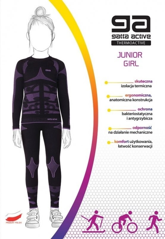 

Комплект термо білизни для дівчинки GATTA THERMO JUNIOR GIRL, розміри 110-116 Колір чорний з фіолетовим.