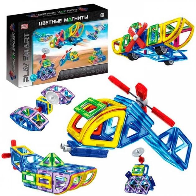 

Конструктор магнитный Play Smart 2429 "Цветные магниты", 7 моделей (54 детали)
