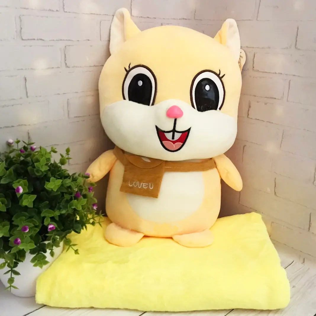 

Игрушка Белочка Chez ninio трансформер 3 в 1 подушка с пледом (одеялом) внутри желтый