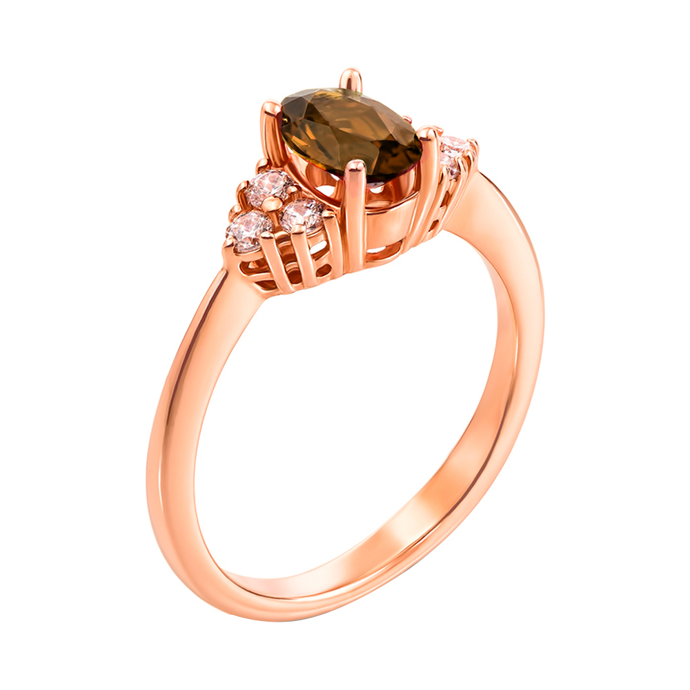 

Кольцо из красного золота с раухтопазом и фианитами 000131333 16 размера