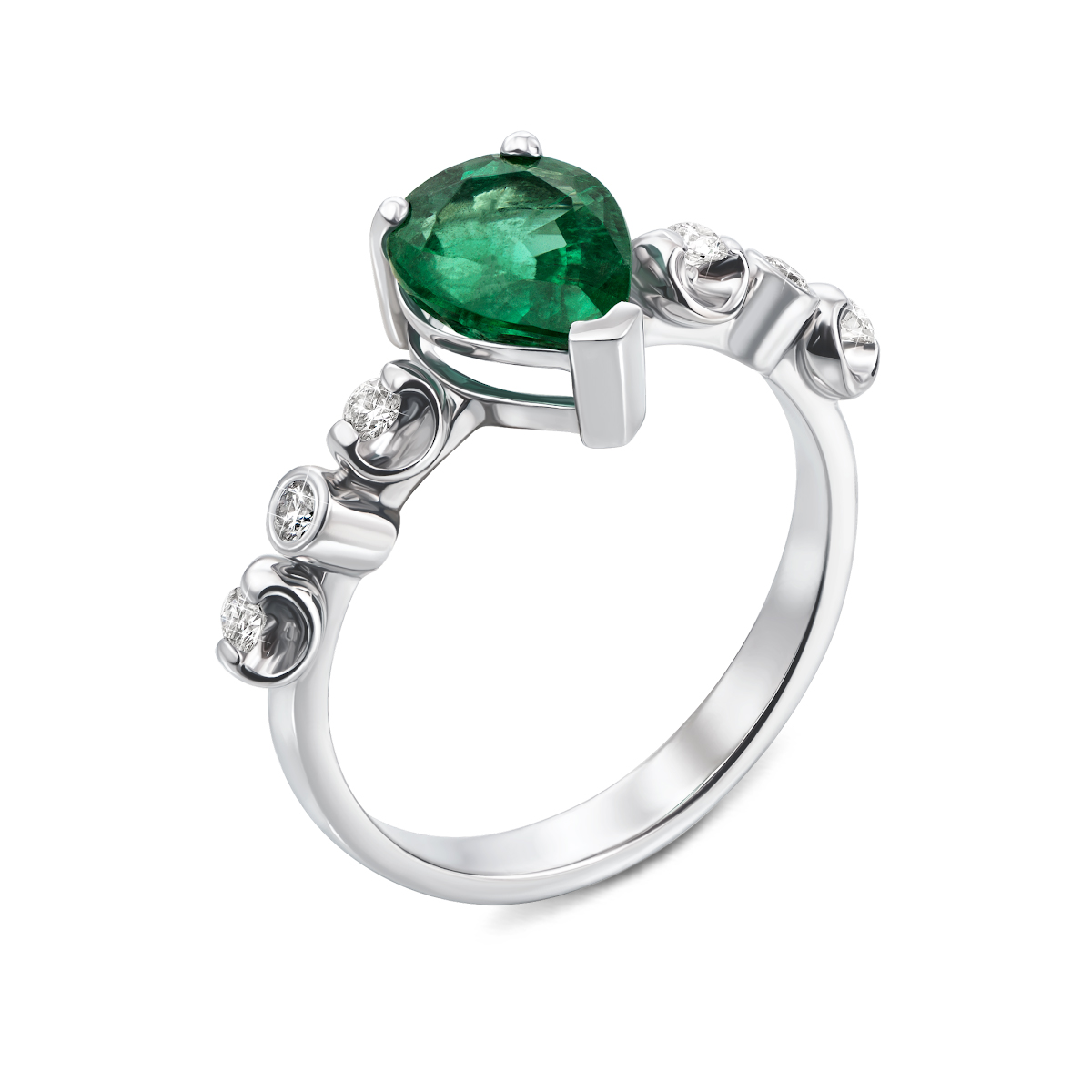 

Кольцо из белого золота с изумрудом и бриллиантами 000136659 16.5 размера