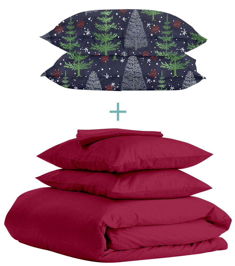 

Комплект Cosas Ranfors Bordo + подарок наволочки 2 шт Winter Wood Night