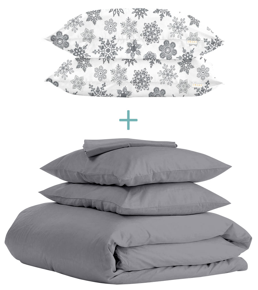 

Комплект Cosas Ranfors Graphite + подарок наволочки 2 шт Snowflakes Grey