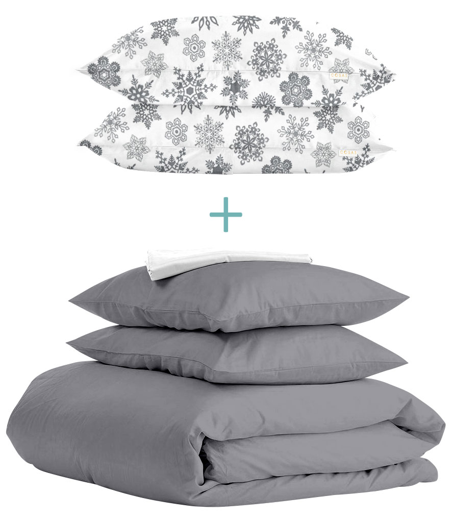 

Комплект Cosas Ranfors Graphite + подарок наволочки 2 шт Snowflakes Grey
