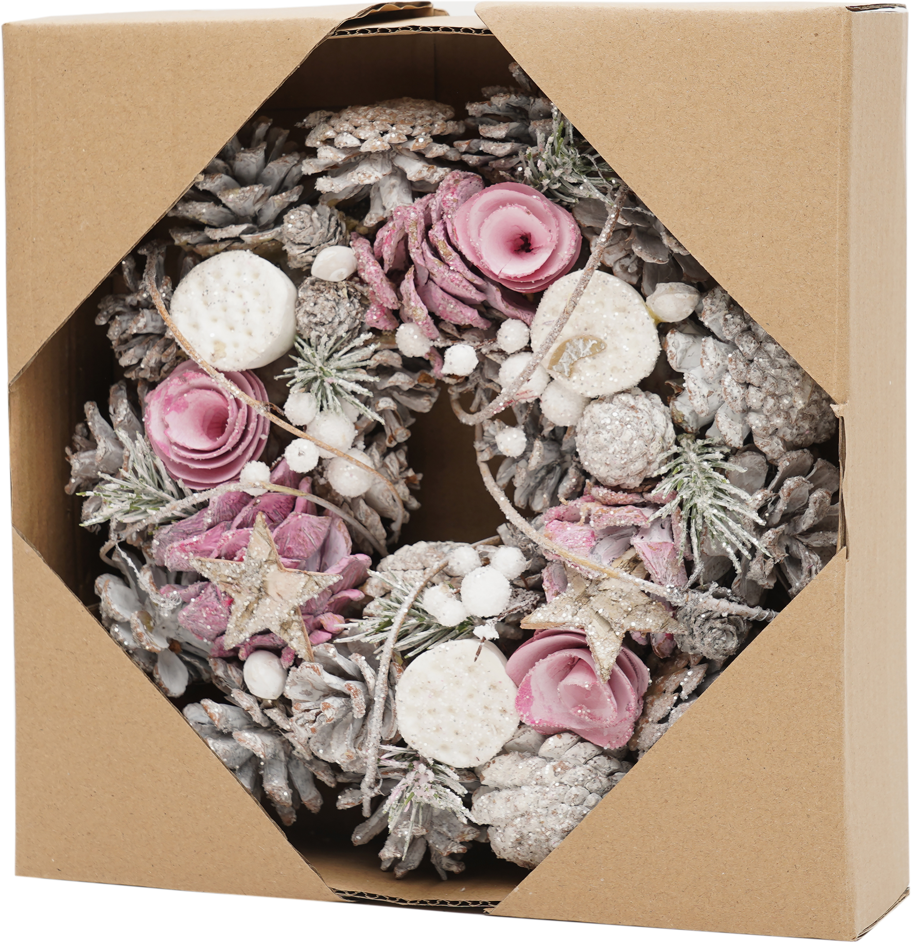 

Венок новогодний Christmas Decoration 240 х 240 х 80 см Розовый (YZ9713160_flowers)