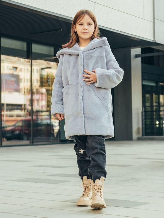 

Детская эко-шуба 3-441 серая 36 размер (рост 140 см)