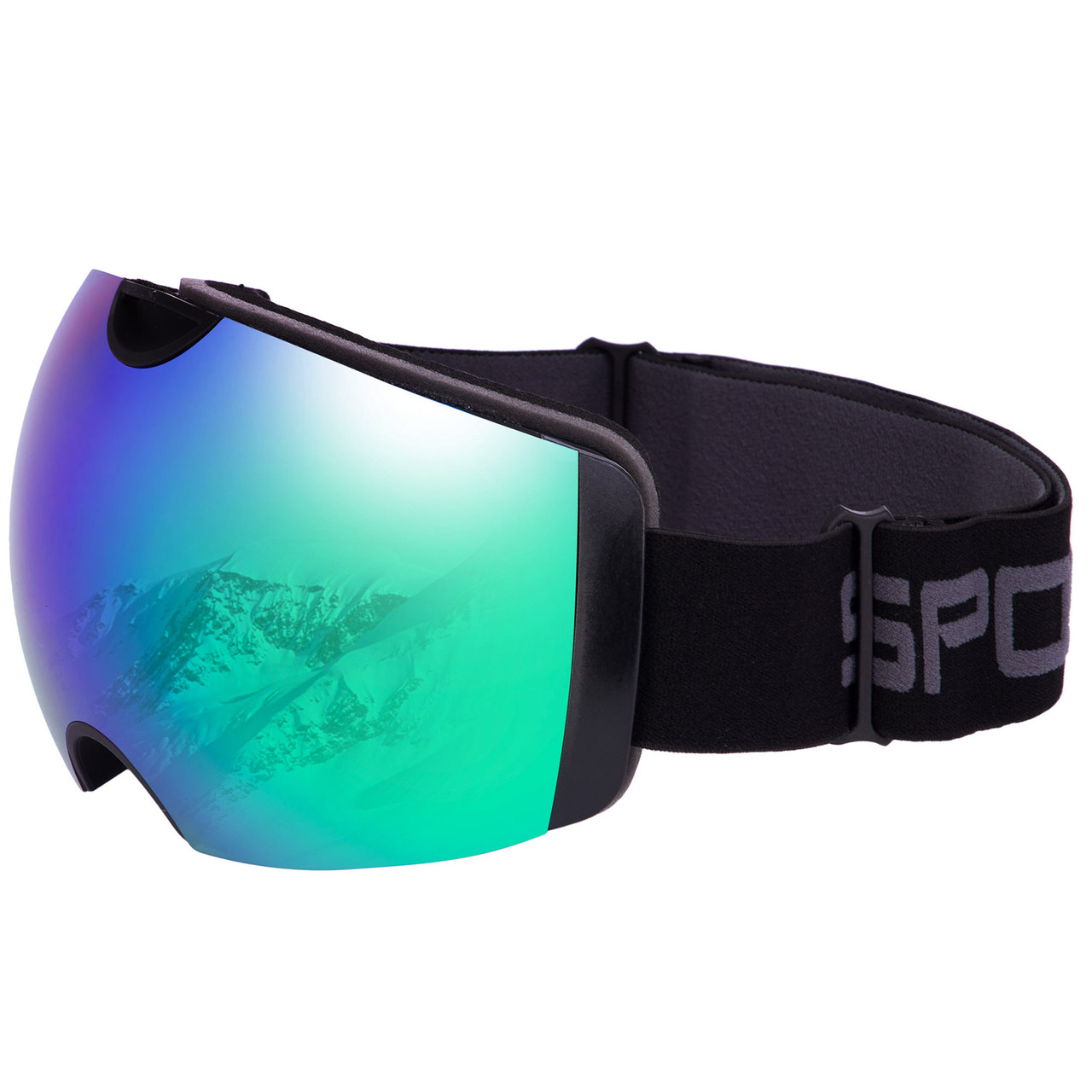 

Очки горнолыжные для лыж и сноуборда SPOSUNE HX036 , линзы зеркальные салатовые