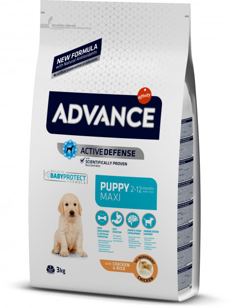 

Advance Dog Maxi Puppy для щенков больших пород с курицей и рисом, 3 кг.