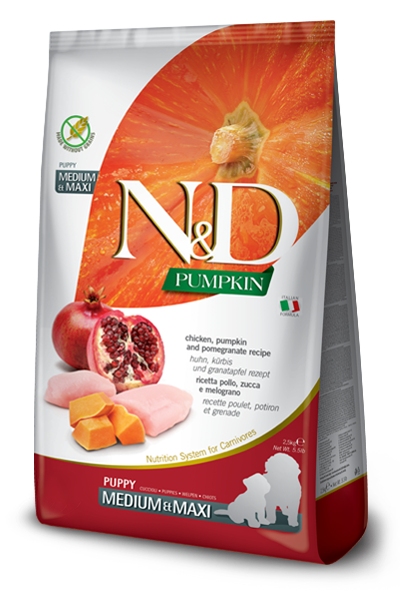 

Farmina (Фармина) N&D GRAIN FREE PUMPKIN DOG CHICKEN & POMEGRANATE PUPPY MEDIUM MAXI 12 KGБеззерновой сухой корм для щенков среднихи и крупных пород (тыква/курица/гранат), 12 кг