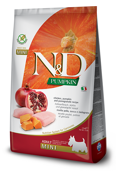 

Farmina (Фармина) N&D GRAIN FREE PUMPKIN DOG CHICKEN & POMEGRANATE ADULT MINI 7 KGБеззерновой сухой корм для собак мелких пород (тыква/курица/гранат), 7 кг