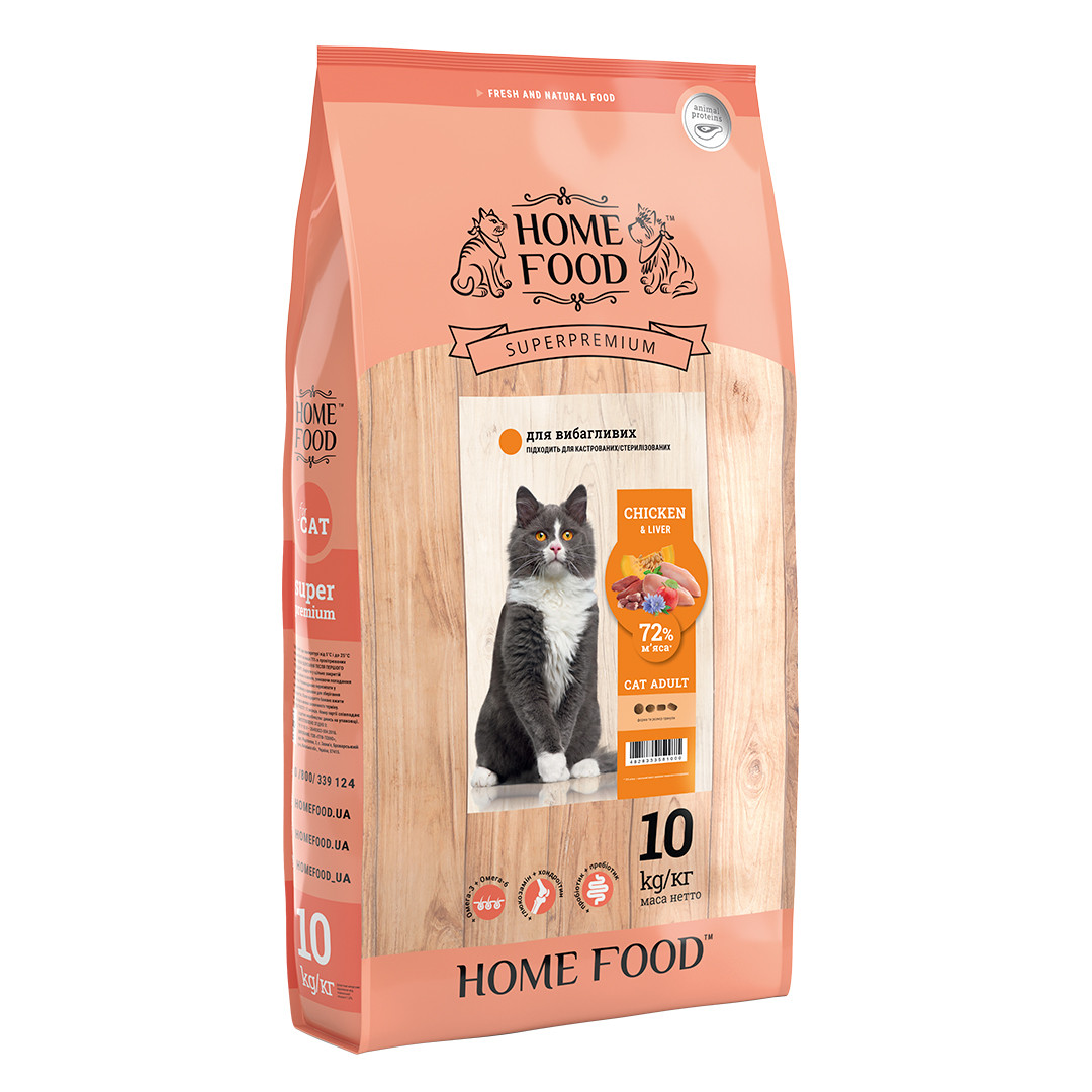 

Home Food, корм для привередливых котов «Курица & Ливер», 10 кг