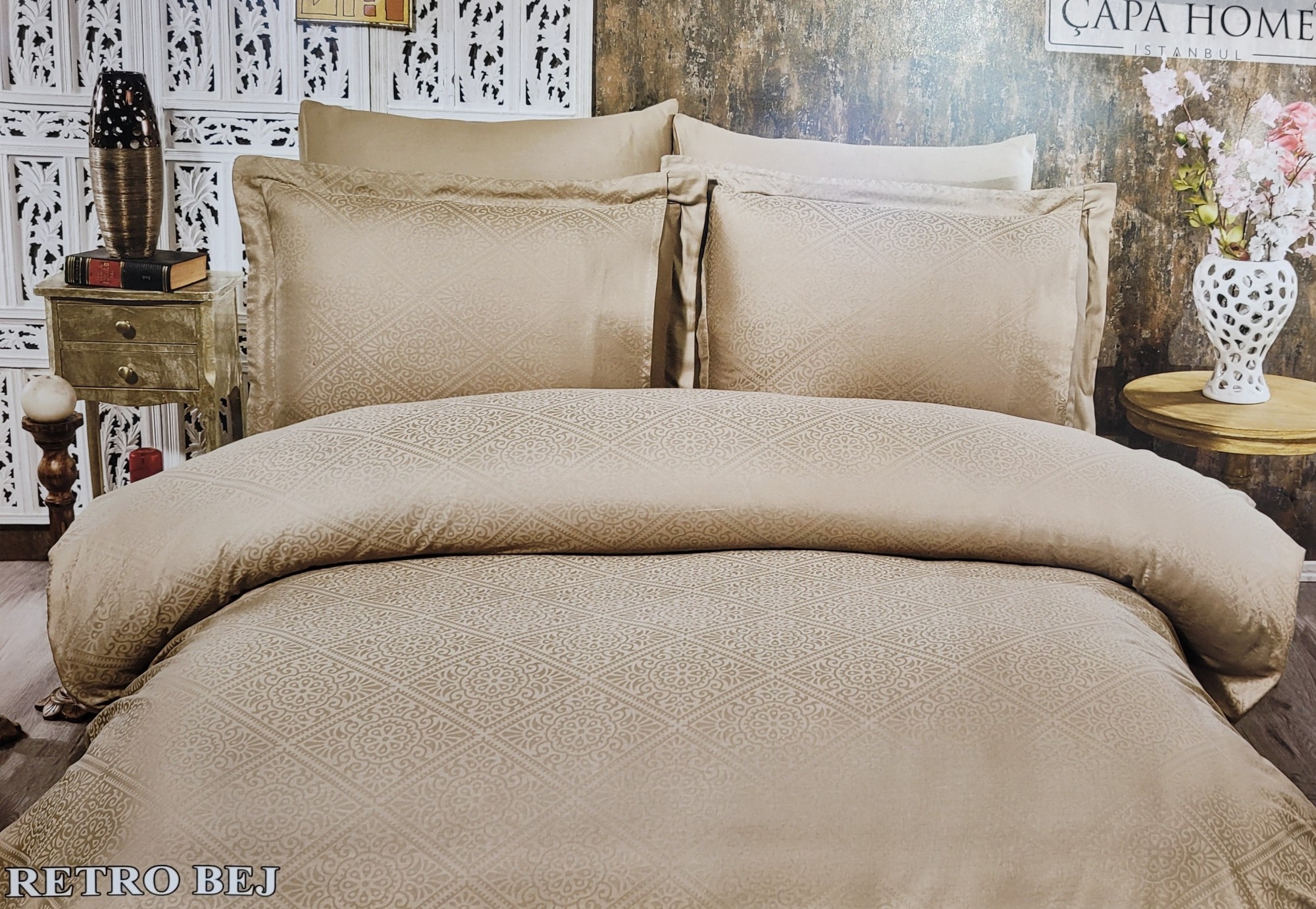 

Комплект постельного белья Capa Home жаккард Rentro bej 200х220
