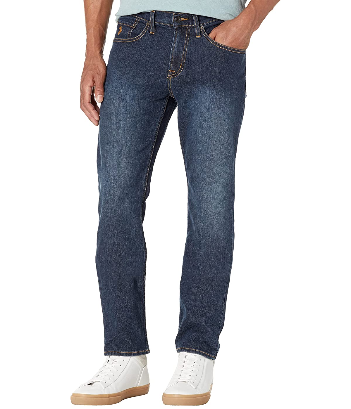 

Джинсы U.S. POLO Slim Straight Stretch Five-Pocket Denim in Blue Blue, 34W 32L