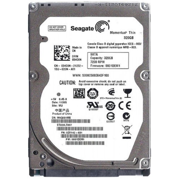 

Накопитель HDD 2.5" SATA 320GB Seagate Momentus Thin 7200rpm 16MB (ST320LT007)