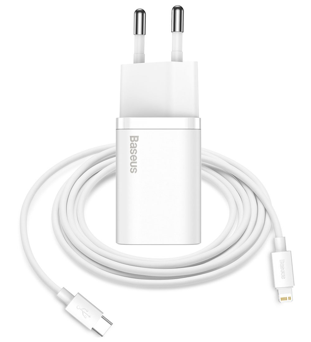

Быстрая зарядка для iPhone/iPad Baseus Super Silicone PD Charger 20W + Кабель Type-C to Lightning TZCCSUP-B02 Белый