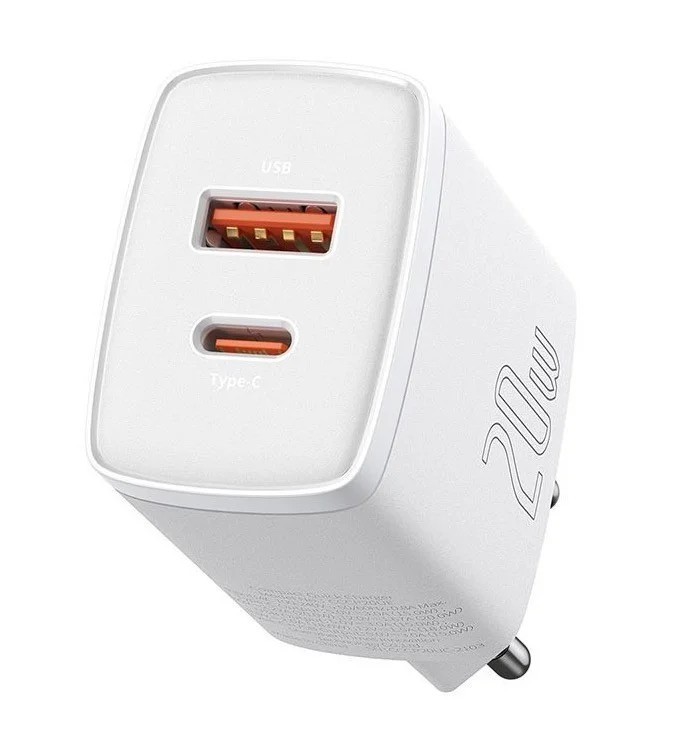 

Сетевой адаптер Baseus Compact Quick Charger 20W QC+ PD Type-C + USB CCXJ-B02 Белый