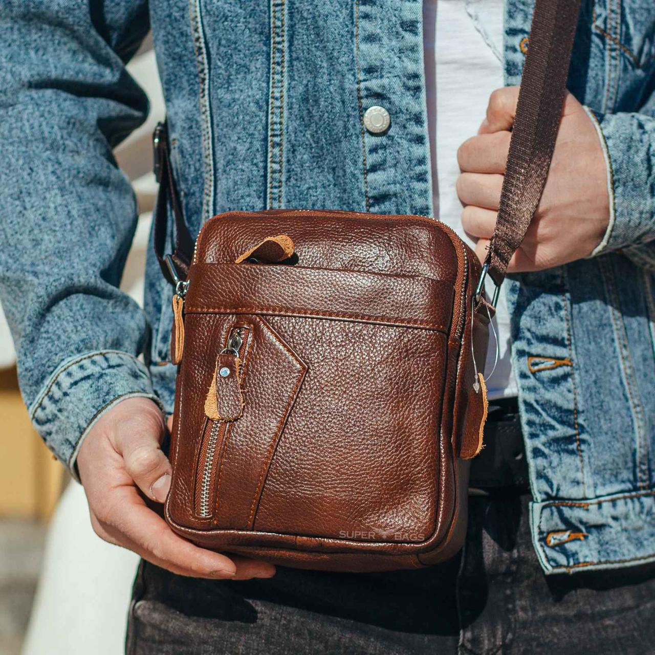 

Мужская кожаная сумка месенджер Tiding Bag 15048-NM 23 х 18 х 6 Коричневый